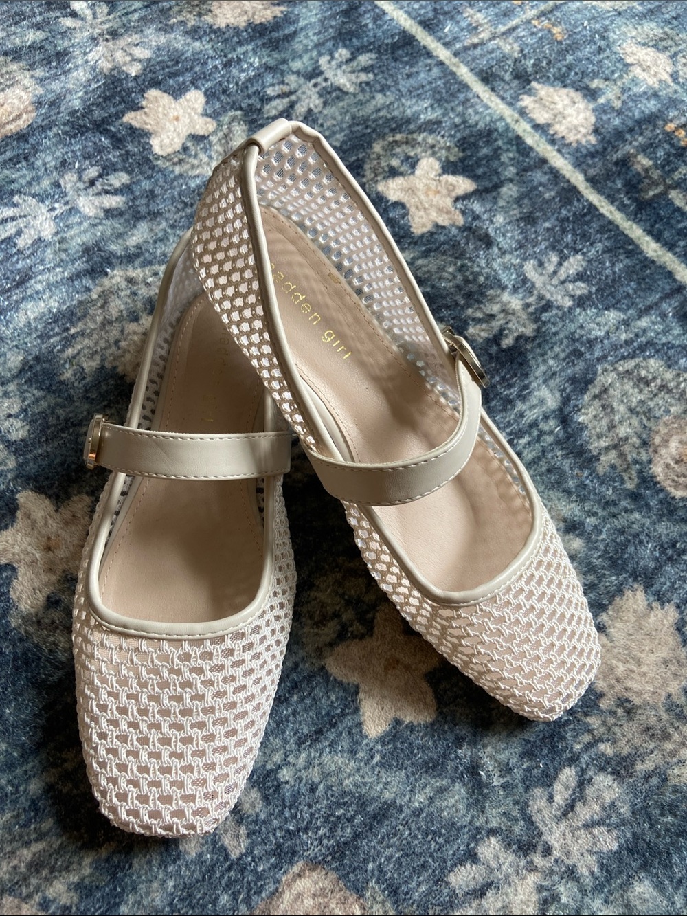 Madden Girl cream mesh Mary Jane flats